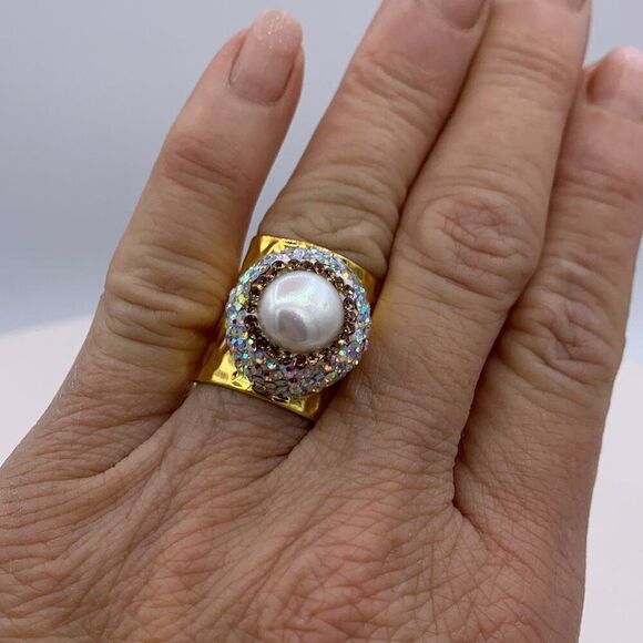 Bracelet/cuff, gold coloured stainless steel, braided mesh, new item, one size - Picture 16 of 16